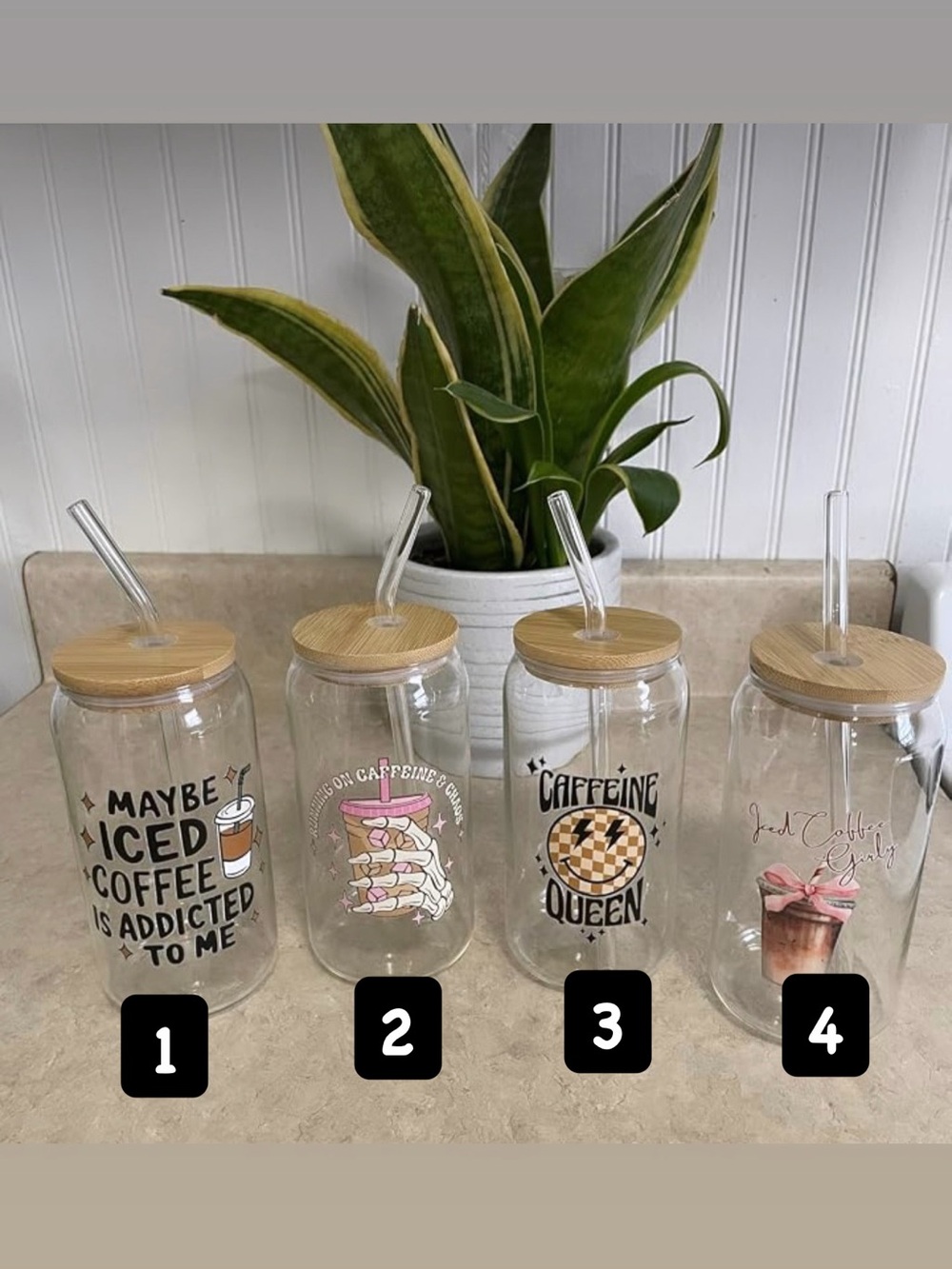 Glass Jar with Bamboo Lid and Straw (includes cleaning brushes)